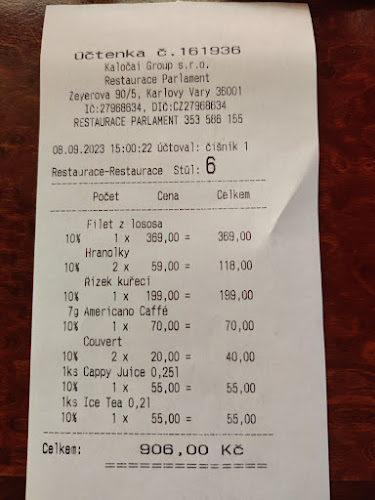 Restaurace Parlament Karlovy Vary - Karlovy Vary