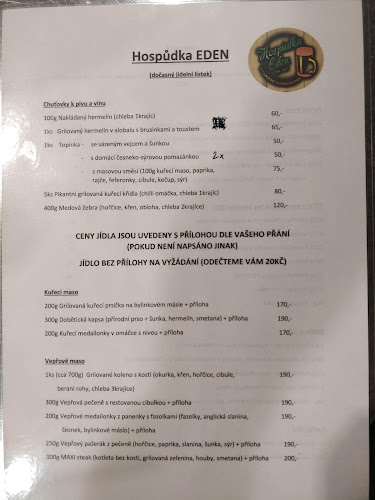 Opinii despre Hospůdka Eden în Ústí nad Labem - Gastronomie a pohostinství
