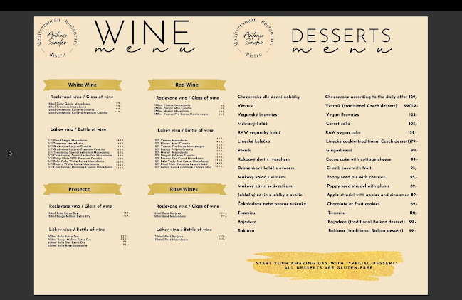 Opinii despre Mediterranean Restaurant & Bistro Antonio Sandev în Staré Město - Gastronomie a pohostinství