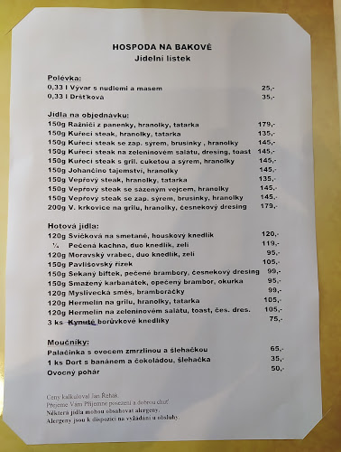 Opinii despre Hospoda Na Bakově în Hradec Králové - Gastronomie a pohostinství
