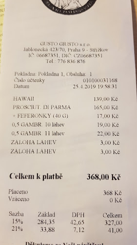 Opinii despre Gusto Giusto în Praha 9 - Gastronomie a pohostinství