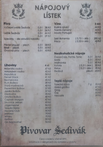 Opinii despre Pivovar Šedivák în Praha - Gastronomie a pohostinství