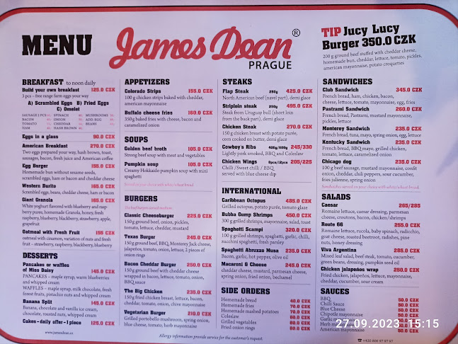 Opinii despre James Dean Prague în Staré Město - Gastronomie a pohostinství