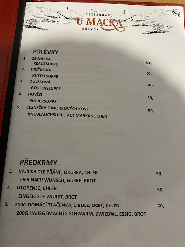Opinii despre Restaurace u Macka în Křimov - Gastronomie a pohostinství