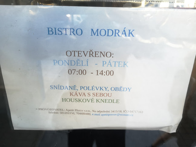 Opinii despre Bistro Modrák Přerov în Přerov - Gastronomie a pohostinství
