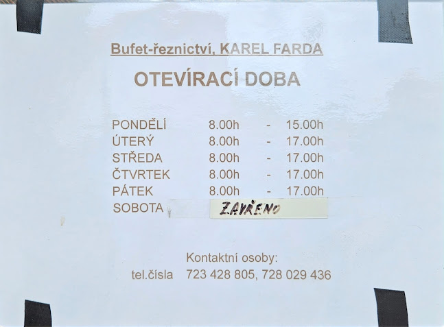 Opinii despre Bufet a řeznictví Farda în Slatiňany - Gastronomie a pohostinství