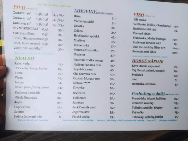 Opinii despre All Stars în Ostrava - Gastronomie a pohostinství