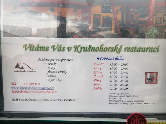 Krušnohorská restaurace - Gastronomie a pohostinství