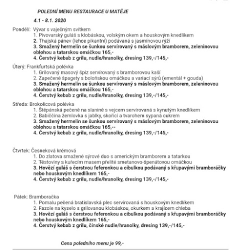 Comentarii opinii despre Restaurace U Matěje